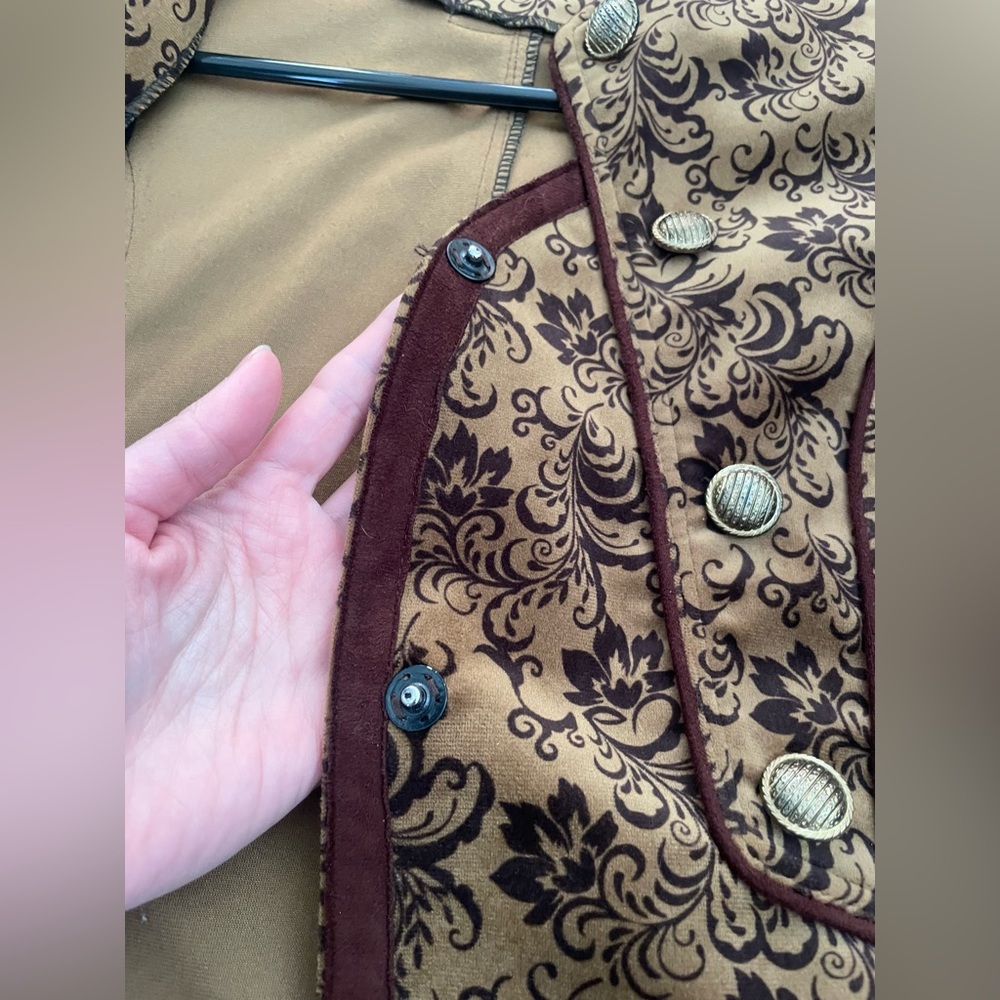 Jacquard Brocade Coat Brown Floral XL - Picture 14 of 14